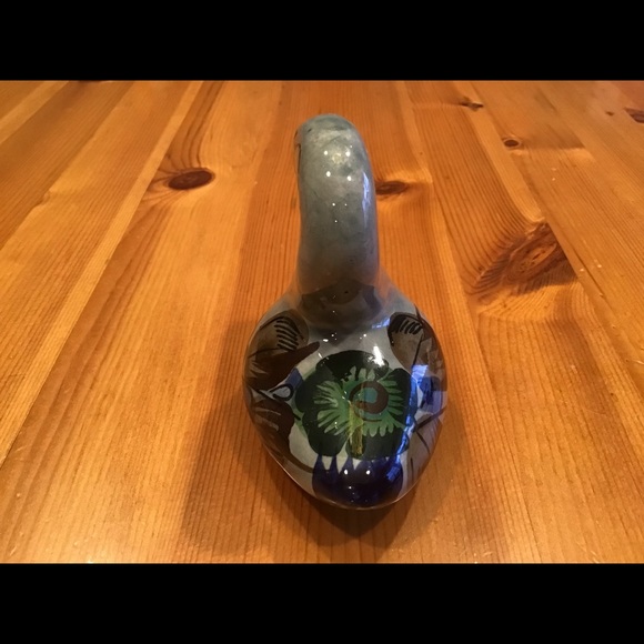 VINTAGE TONALA SWAN MEXICO SIGNED HANDPAINTED FLORAL - Picture 2 of 7